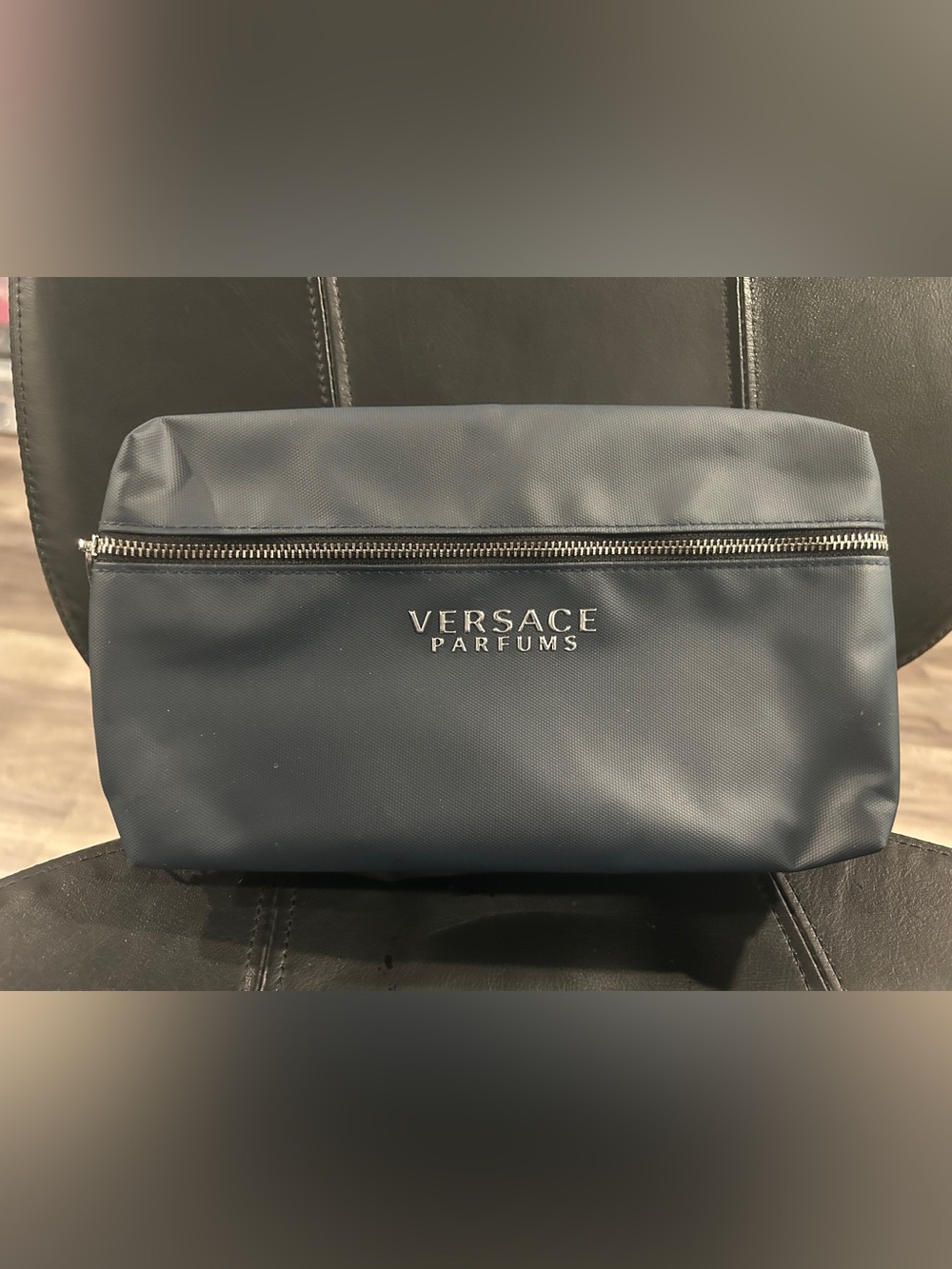 Versace Parfums Navy Toiletry Bag with Zip